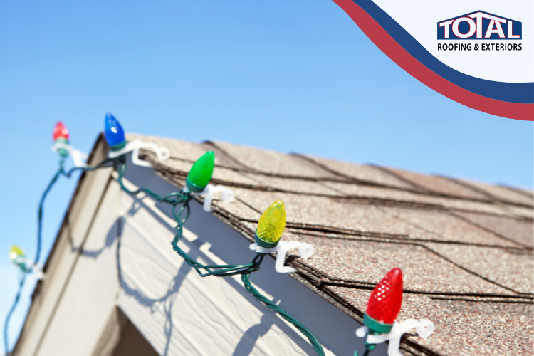 Festive roof transformation by a roofer in Cypress, with vibrant colors and holiday lights.